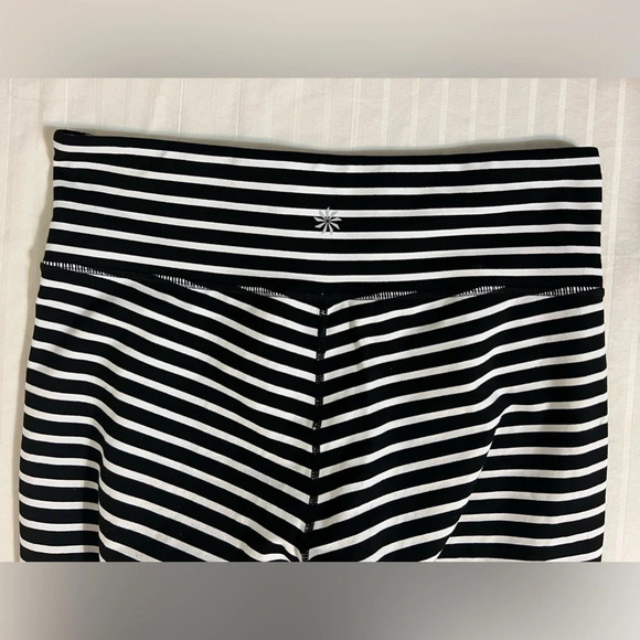 Athleta Black White Stripe Capri Leggings. Medium A2 - Picture 6 of 12